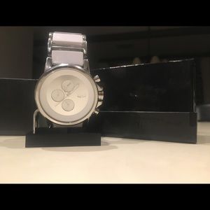 Vestal Plexi Acetate Silver White Minimalist Watch
